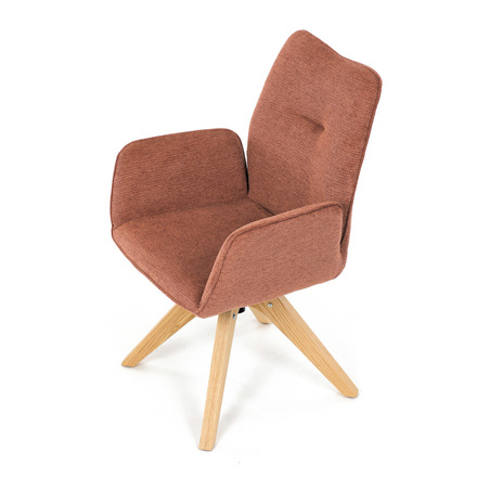 Dřevěná jídelní židle Autronic Židle jídelní s područkami, oranžová voděodpudivá látka, dubové nohy, otočná 360° (DCH-C2148 ORA2) (15)