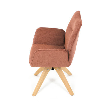 Dřevěná jídelní židle Autronic Židle jídelní s područkami, oranžová voděodpudivá látka, dubové nohy, otočná 360° (DCH-C2148 ORA2) (16)