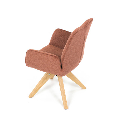 Dřevěná jídelní židle Autronic Židle jídelní s područkami, oranžová voděodpudivá látka, dubové nohy, otočná 360° (DCH-C2148 ORA2) (17)