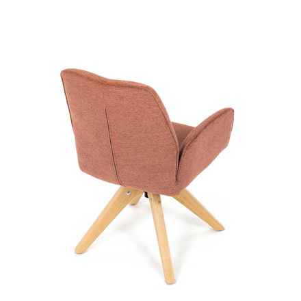 Dřevěná jídelní židle Autronic Židle jídelní s područkami, oranžová voděodpudivá látka, dubové nohy, otočná 360° (DCH-C2148 ORA2) (20)