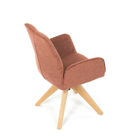 Dřevěná jídelní židle Autronic Židle jídelní s područkami, oranžová voděodpudivá látka, dubové nohy, otočná 360° (DCH-C2148 ORA2) (21)