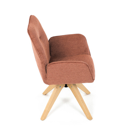 Dřevěná jídelní židle Autronic Židle jídelní s područkami, oranžová voděodpudivá látka, dubové nohy, otočná 360° (DCH-C2148 ORA2) (22)