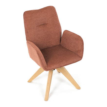 Dřevěná jídelní židle Autronic Židle jídelní s područkami, oranžová voděodpudivá látka, dubové nohy, otočná 360° (DCH-C2148 ORA2) (24)