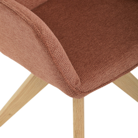 Dřevěná jídelní židle Autronic Židle jídelní s područkami, oranžová voděodpudivá látka, dubové nohy, otočná 360° (DCH-C2148 ORA2) (26)