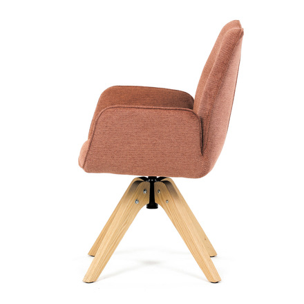 Dřevěná jídelní židle Autronic Židle jídelní s područkami, oranžová voděodpudivá látka, dubové nohy, otočná 360° (DCH-C2148 ORA2) (4)