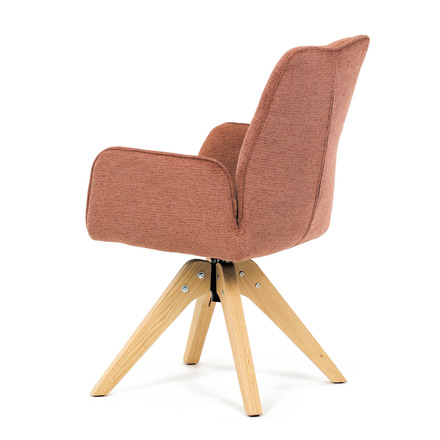 Dřevěná jídelní židle Autronic Židle jídelní s područkami, oranžová voděodpudivá látka, dubové nohy, otočná 360° (DCH-C2148 ORA2) (5)