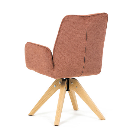 Dřevěná jídelní židle Autronic Židle jídelní s područkami, oranžová voděodpudivá látka, dubové nohy, otočná 360° (DCH-C2148 ORA2) (6)