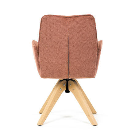 Dřevěná jídelní židle Autronic Židle jídelní s područkami, oranžová voděodpudivá látka, dubové nohy, otočná 360° (DCH-C2148 ORA2) (7)