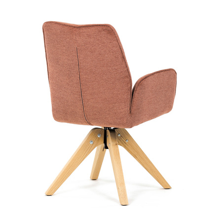 Dřevěná jídelní židle Autronic Židle jídelní s područkami, oranžová voděodpudivá látka, dubové nohy, otočná 360° (DCH-C2148 ORA2) (8)