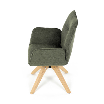 Dřevěná jídelní židle Autronic Židle jídelní s područkami, zelená voděodpudivá látka, dubové nohy, otočná 360° (DCH-C2148 GRN2) (16)