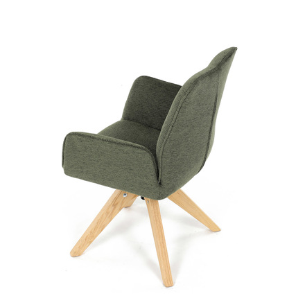 Dřevěná jídelní židle Autronic Židle jídelní s područkami, zelená voděodpudivá látka, dubové nohy, otočná 360° (DCH-C2148 GRN2) (17)