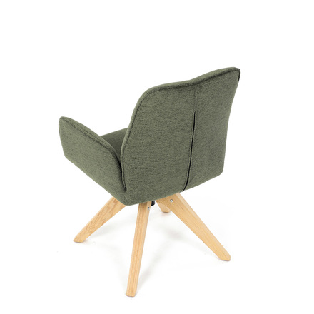 Dřevěná jídelní židle Autronic Židle jídelní s područkami, zelená voděodpudivá látka, dubové nohy, otočná 360° (DCH-C2148 GRN2) (18)