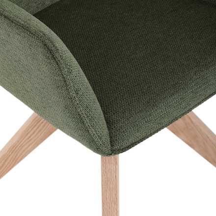 Dřevěná jídelní židle Autronic Židle jídelní s područkami, zelená voděodpudivá látka, dubové nohy, otočná 360° (DCH-C2148 GRN2) (27)