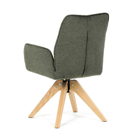 Dřevěná jídelní židle Autronic Židle jídelní s područkami, zelená voděodpudivá látka, dubové nohy, otočná 360° (DCH-C2148 GRN2) (6)