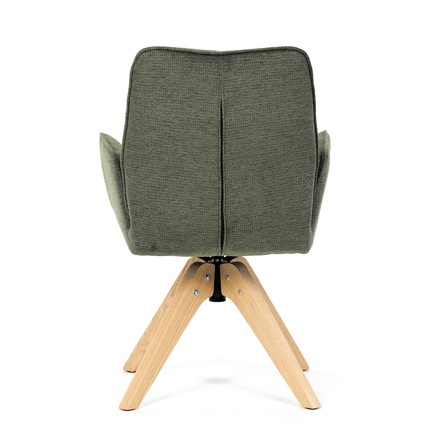 Dřevěná jídelní židle Autronic Židle jídelní s područkami, zelená voděodpudivá látka, dubové nohy, otočná 360° (DCH-C2148 GRN2) (7)
