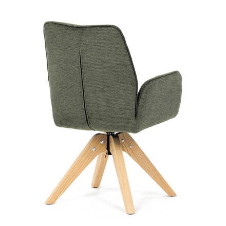 Dřevěná jídelní židle Autronic Židle jídelní s područkami, zelená voděodpudivá látka, dubové nohy, otočná 360° (DCH-C2148 GRN2) (8)