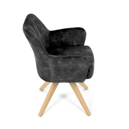 Dřevěná jídelní židle Autronic Židle jídelní, otočný mechanismus 360°, taštičkové pružiny v sedáku, černá látka, noha masiv dub (HC-D7188 BK4) (22)