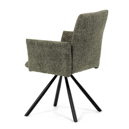 Moderní jídelní židle Autronic Židle jídelní, zelená látka, černý kov, otočný mechanismus 90°90° (LP) - funkce reset (DCH-W1117 GRN2) (5)