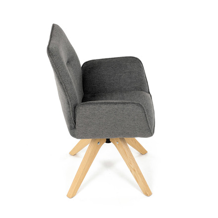 Moderní jídelní židle Autronic Židle jídelní s područkami, tmavě šedá voděodpudivá látka, dubové nohy, otočná 360° (DCH-C2148 GREY2) (22)