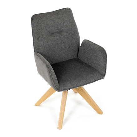 Moderní jídelní židle Autronic Židle jídelní s područkami, tmavě šedá voděodpudivá látka, dubové nohy, otočná 360° (DCH-C2148 GREY2) (24)