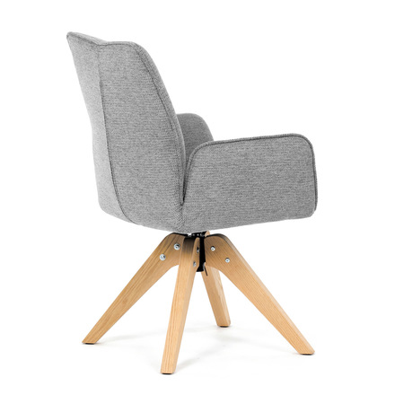 Moderní jídelní židle Autronic Židle jídelní s područkami, světle šedá voděodpudivá látka, dubové nohy, otočná 360° (DCH-C2148 SIL2) (9)