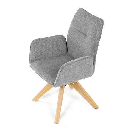 Moderní jídelní židle Autronic Židle jídelní s područkami, světle šedá voděodpudivá látka, dubové nohy, otočná 360° (DCH-C2148 SIL2) (15)