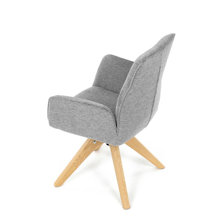 Moderní jídelní židle Autronic Židle jídelní s područkami, světle šedá voděodpudivá látka, dubové nohy, otočná 360° (DCH-C2148 SIL2) (17)