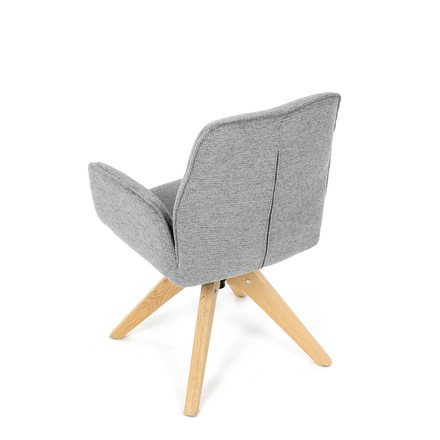 Moderní jídelní židle Autronic Židle jídelní s područkami, světle šedá voděodpudivá látka, dubové nohy, otočná 360° (DCH-C2148 SIL2) (18)