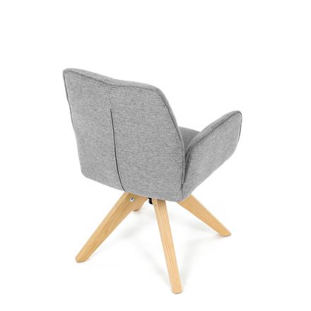 Moderní jídelní židle Autronic Židle jídelní s područkami, světle šedá voděodpudivá látka, dubové nohy, otočná 360° (DCH-C2148 SIL2) (20)