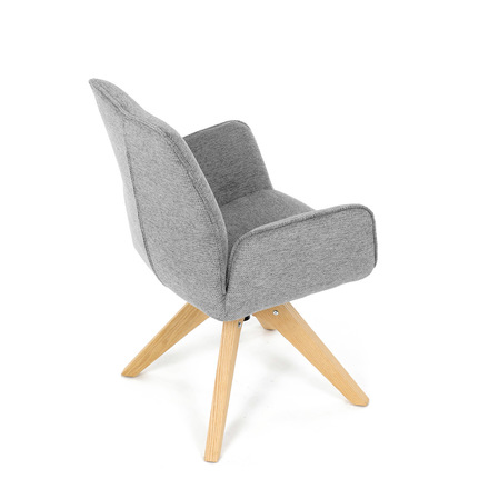 Moderní jídelní židle Autronic Židle jídelní s područkami, světle šedá voděodpudivá látka, dubové nohy, otočná 360° (DCH-C2148 SIL2) (21)