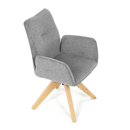 Moderní jídelní židle Autronic Židle jídelní s područkami, světle šedá voděodpudivá látka, dubové nohy, otočná 360° (DCH-C2148 SIL2) (23)