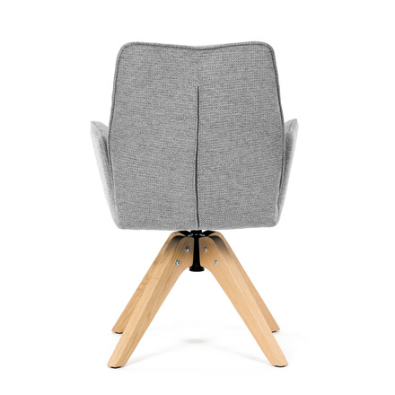 Moderní jídelní židle Autronic Židle jídelní s područkami, světle šedá voděodpudivá látka, dubové nohy, otočná 360° (DCH-C2148 SIL2) (7)