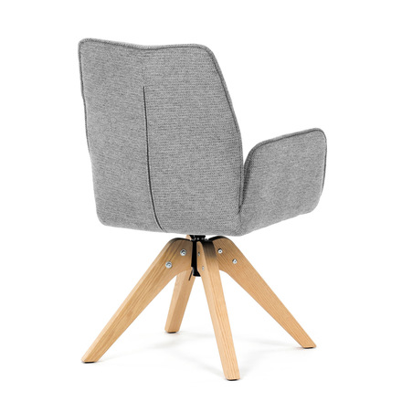 Moderní jídelní židle Autronic Židle jídelní s područkami, světle šedá voděodpudivá látka, dubové nohy, otočná 360° (DCH-C2148 SIL2) (8)