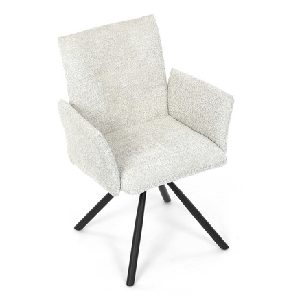 Moderní jídelní židle Autronic Židle jídelní, krémová látka, černý kov, otočný mechanismus 90°90° (LP) - funkce reset (DCH-W1117 CRM2) (24)