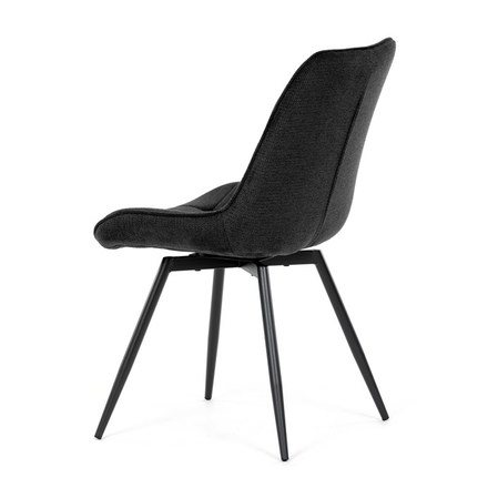 Moderní jídelní židle Autronic Židle jídelní, černá látka, černý kov, otočný mechanismus 90°90° (LP) - funkce reset (HC-T1130 BK2) (5)