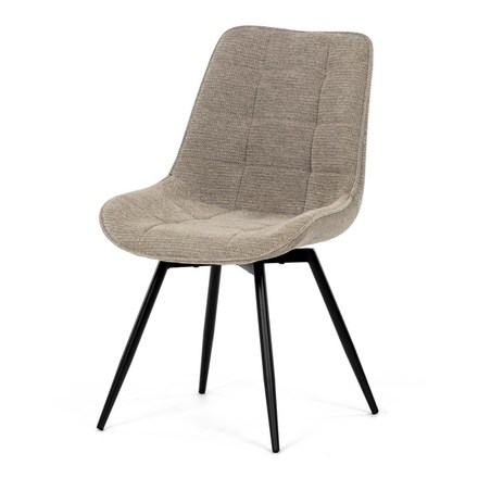 Moderní jídelní židle Autronic Židle jídelní, béžová látka, černý kov, otočný mechanismus 90°90° (LP) - funkce reset (HC-T1130 CAP2)