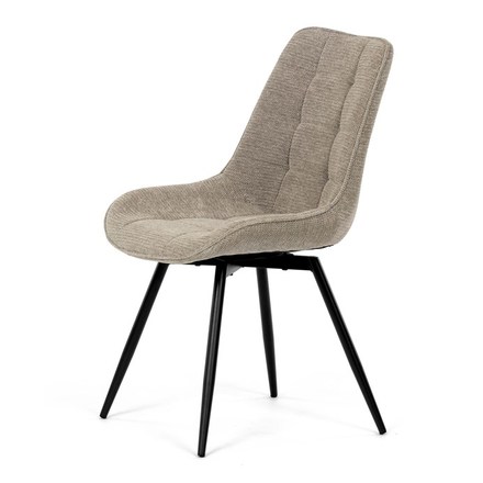 Moderní jídelní židle Autronic Židle jídelní, béžová látka, černý kov, otočný mechanismus 90°90° (LP) - funkce reset (HC-T1130 CAP2) (3)