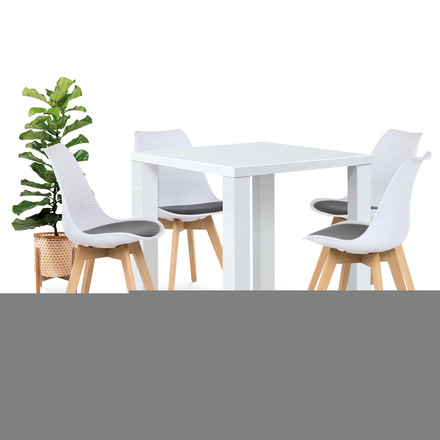 Moderní jídelní židle Autronic Židle jídelní, bílá plastová skořepina, sedák šedá látka, masiv přírodní buk (CT-X7056 GREY) (22)