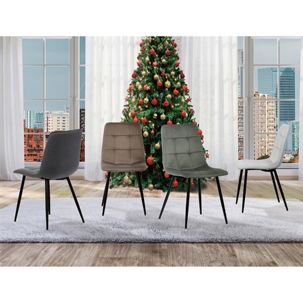 Moderní jídelní židle Autronic Židle jídelní, šedá látka, čtyřnohá kovová podnož, černý mat (DCL-X7015 GREY2) (1)