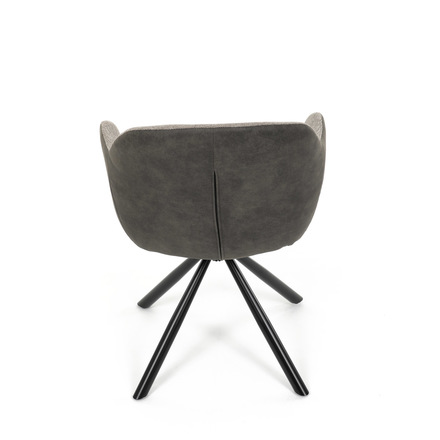 Moderní jídelní židle Autronic Židle jídelní, béžová látka a tmavě šedá látka v dekoru vintage kůže, černý kov, otočná P90°+ L90° s vratným mechanismem (DCH-Y1143 BG2) (19)