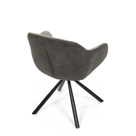 Moderní jídelní židle Autronic Židle jídelní, béžová látka a tmavě šedá látka v dekoru vintage kůže, černý kov, otočná P90°+ L90° s vratným mechanismem (DCH-Y1143 BG2) (20)