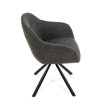 Moderní jídelní židle Autronic Židle jídelní, šedá látka a tmavě šedá látka v dekoru vintage kůže, černý kov, otočná P90°+ L90° s vratným mechanismem (DCH-Y1143 GREY2) (22)