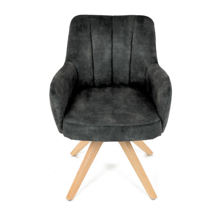 Moderní jídelní židle Autronic Židle jídelní, otočný mechanismus 360°, taštičkové pružiny v sedáku, tmavě zelená látka, noha masiv dub (HC-D7188 GRN4) (13)