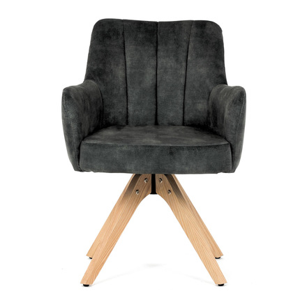 Moderní jídelní židle Autronic Židle jídelní, otočný mechanismus 360°, taštičkové pružiny v sedáku, tmavě zelená látka, noha masiv dub (HC-D7188 GRN4) (1)