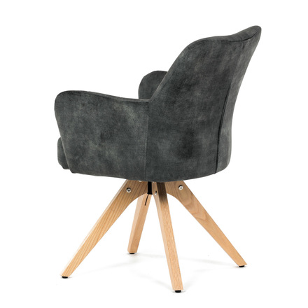 Moderní jídelní židle Autronic Židle jídelní, otočný mechanismus 360°, taštičkové pružiny v sedáku, tmavě zelená látka, noha masiv dub (HC-D7188 GRN4) (5)