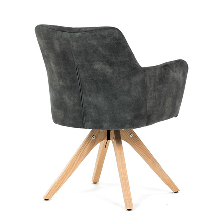 Moderní jídelní židle Autronic Židle jídelní, otočný mechanismus 360°, taštičkové pružiny v sedáku, tmavě zelená látka, noha masiv dub (HC-D7188 GRN4) (8)