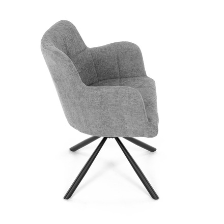 Moderní jídelní židle Autronic Židle jídelní, šedá látka, černý kov, otočný vratný mechanismus 90°/90° (L/P) - funkce reset (DCH-T1122 GREY2) (29)