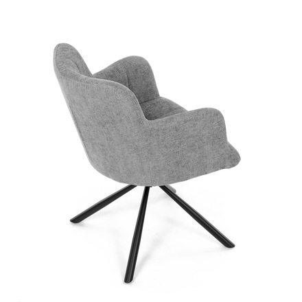Moderní jídelní židle Autronic Židle jídelní, šedá látka, černý kov, otočný vratný mechanismus 90°/90° (L/P) - funkce reset (DCH-T1122 GREY2) (30)