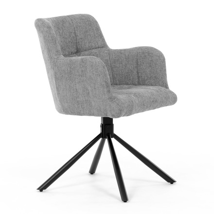 Moderní jídelní židle Autronic Židle jídelní, šedá látka, černý kov, otočný vratný mechanismus 90°/90° (L/P) - funkce reset (DCH-T1122 GREY2) (31)