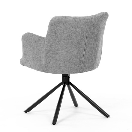 Moderní jídelní židle Autronic Židle jídelní, šedá látka, černý kov, otočný vratný mechanismus 90°/90° (L/P) - funkce reset (DCH-T1122 GREY2) (32)